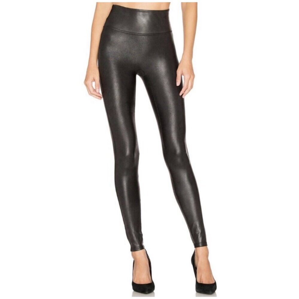 Spanx Faux Leather Leggings Women’s‎ XL Black Goth Career Grunge Classic Rocker